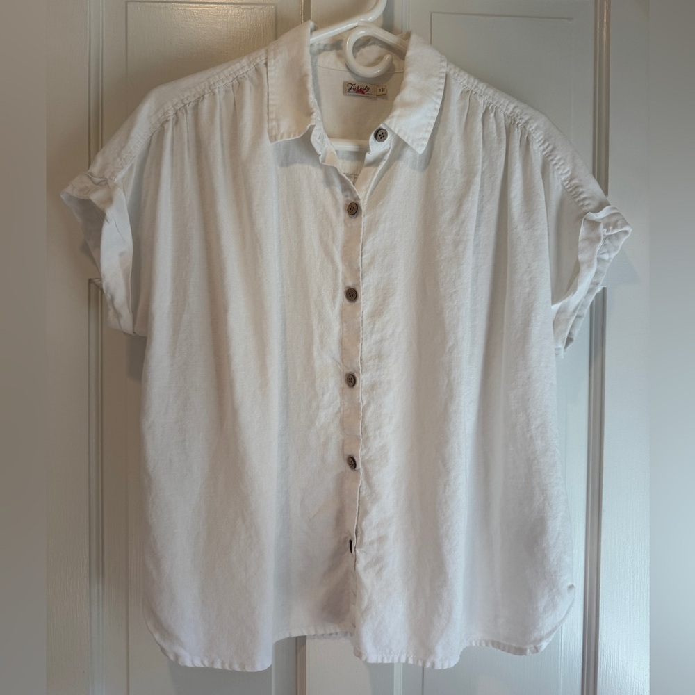 Faherty White Button Down Short Sleeved Shirt